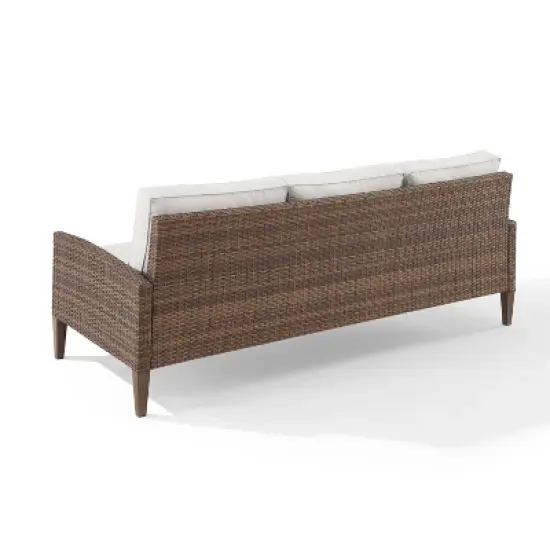 Capella Outdoor Wicker Sofa - Cream/Brown - Crosley image {7}