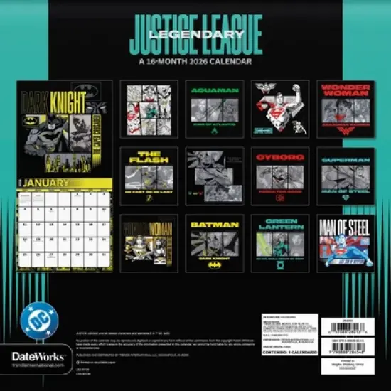 Trends International 2026 The Justice League Classic 12"x12" Wall Calendar image {3}
