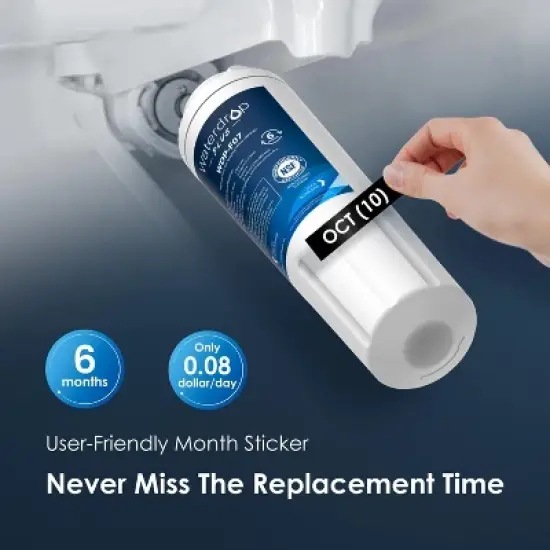 Waterdrop Plus UKF8001 NSF 401,53 Certified Refrigerator Water Filter, Replacement for Whirlpool Everydrop Filter 4, 4 Filters image {7}