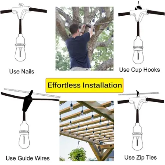 Itopfox Outdoor LED String Lights 100FT Heavy-Duty Patio Lights with 32 Dimmable Shatterproof Bulbs for Gazebo Pergola Bistro image {4}