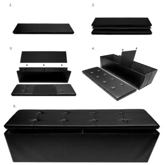 Sorbus Collapsible Bench Ottoman with Cover - Faux Leather image {4}