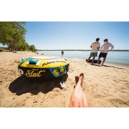 Airhead Blast Single Rider Towable with 4 Neoprene Covered Handles and Self Draining Floor - Yellow image {12}