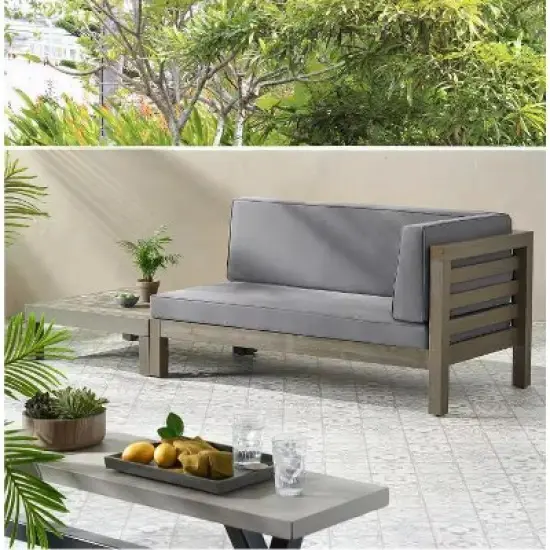 FIONECA Right Corner Bench with Coffee Table, Outdoor Patio Seating Set, Dark Grey Finish image {11}