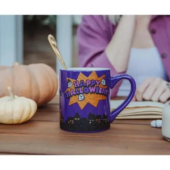 Silver Buffalo Sanrio Hello Kitty "Happy Halloween" Ceramic Glitter Mug | Holds 14 Ounces image {5}