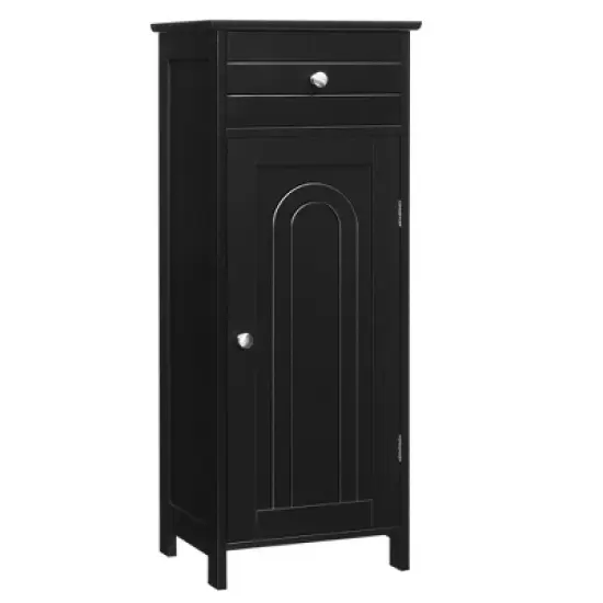 Costway Bathroom Floor Cabinet Storage Organizer Free-Standing w/ Drawer Grey\Black\Brown image {10}