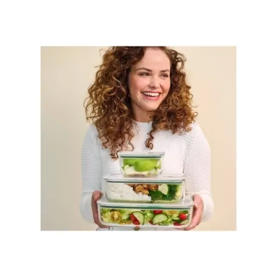 MEPAL 76oz Easyclip Rectangular Glass Storage Box with Lid Nordic Sage image {5}