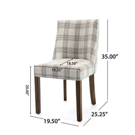 2pk Harman Contemporary Upholstered Plaid Dining Chairs Gray/Light Beige/Brown - Christopher Knight Home image {10}