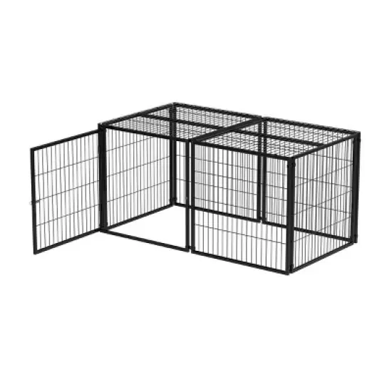 63" Long Dog Cage Big, Dog House Outdoor For Medium Dogs, Pet House Dogs Made Of Metal Wire, Dog House With PVC Top Plate-Cuddlewood image {5}
