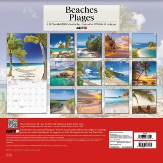 Trends International 2026 Beaches Bilingual French 12"x12" Wall Calendar image {3}