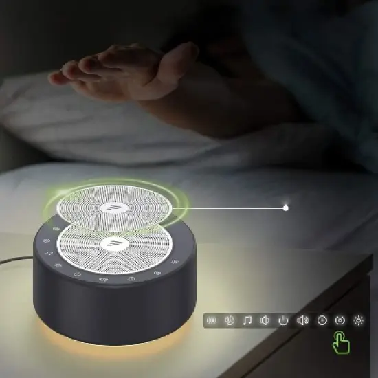 Letsfit White Noise Machine with 7-Color Night Lights, 30 High Fidelity Soundtracks, Full Touch Metal Grille and Buttons - T3 image {3}