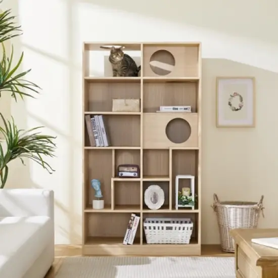 DOMETOUR Cat Bookcase Cat Tree Shelves Furniture Style image {8}