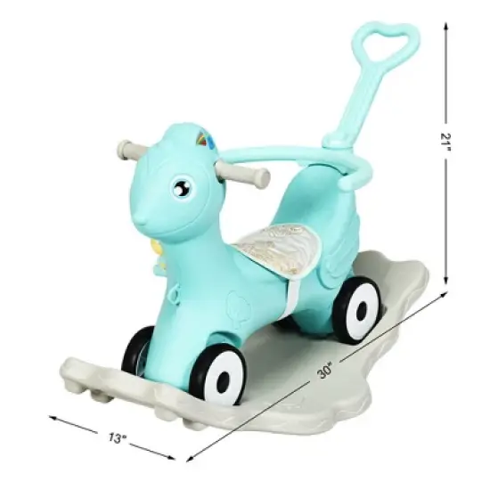 Costway Baby Rocking Horse 4 in 1 Kids Ride On Toy Push Car w/ Music Indoor Outdoor Gift image {1}