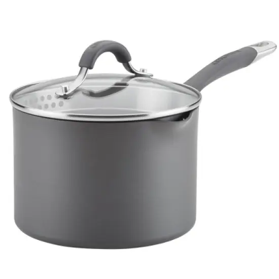Circulon Radiance 3qt Nonstick Hard Anodized Saucepan with Straining Lid Gray image {3}