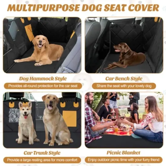 Costway Dog Car Seat Cover for Back Seat w/ Mesh Windows Waterproof & Scratch-proof image {8}
