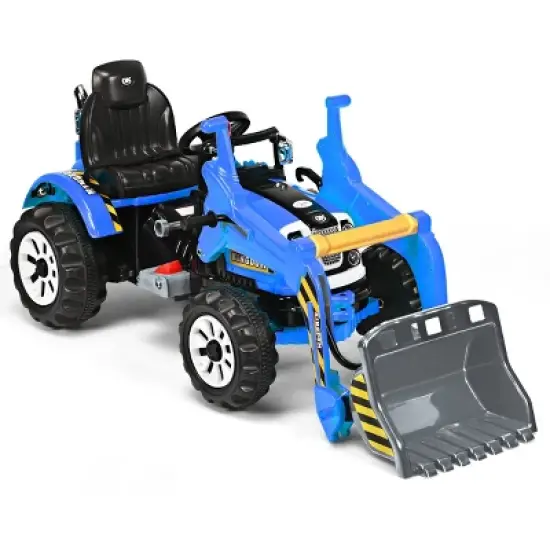 Kids Ride On Excavator Truck 12V Battery Powered Front Loader Digger image {8}