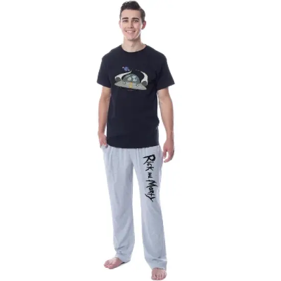 Rick and Morty Mens' TV Show Series Spaceship Title Sleep Pajama Set Multicolored image {4}