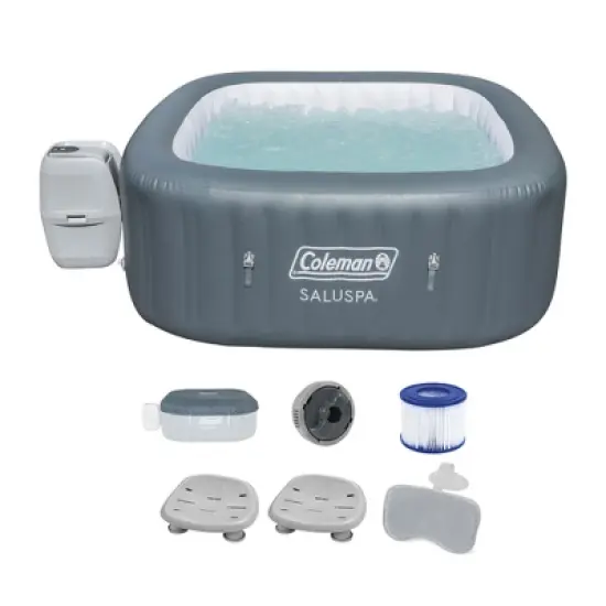 Bestway Coleman Hawaii AirJet Inflatable Hot Tub with EnergySense Cover, Grey + Bestway Spa Seat + 2 Bestway Headrest Pillows image {6}