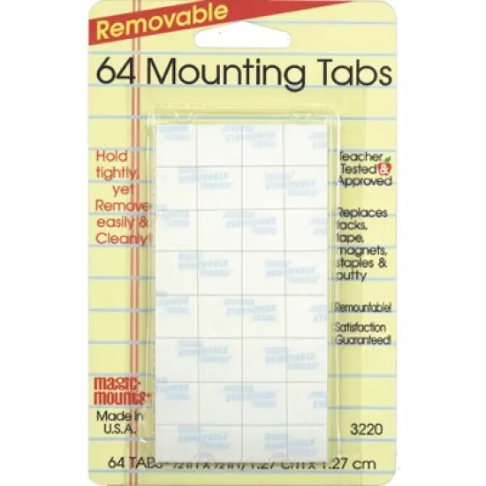 Magic-Mounts&reg; Removable Mounting Tabs, 1/2" x 1/2", 64 Per Pack, 12 Packs image {1}