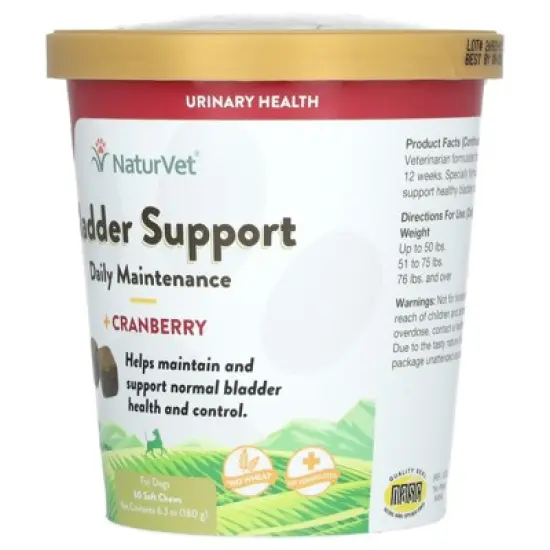 NaturVet Bladder Support Daily Maintenance + Cranberry, For Dogs, 60 Soft Chews, 6.3 oz (180 g) image {3}