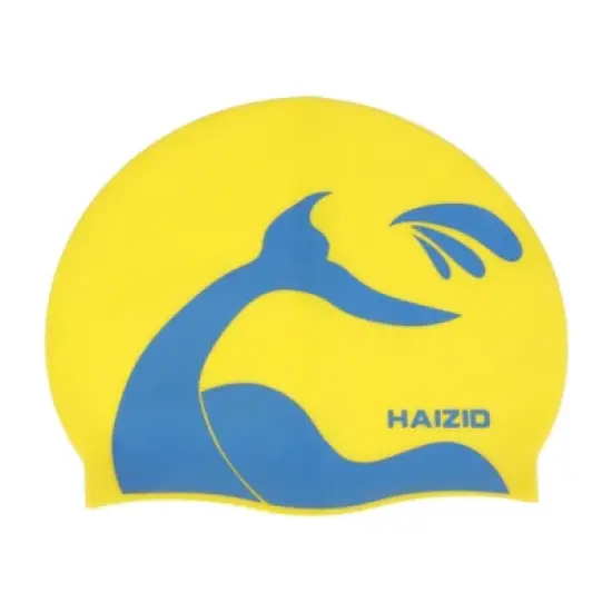 Unique Bargains Silicone Whale Tail Pattern Waterproof Swim Cap 1 Pc image {12}