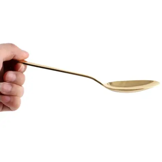Unique Bargains Stainless Steel Restaurant Porridge Rice Soup Dessert Serving Spoon Scoop Gold Tone 1 Pc image {2}