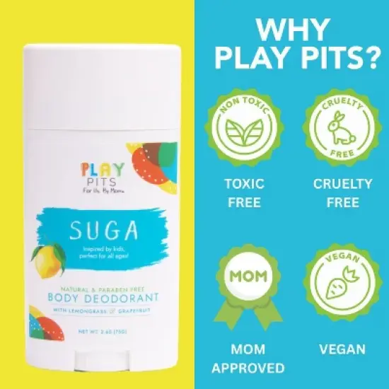Play Pits Suga Kids' Natural Solid Deodorant - 2.65oz image {5}