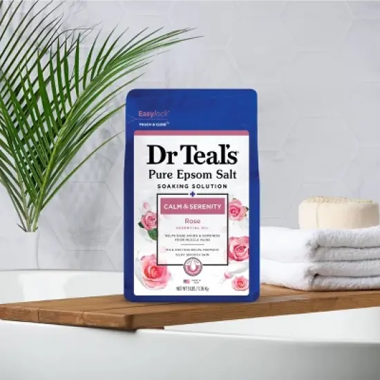 Dr Teal's Epsom Salt Magnesium Soak - Calm & Serenity with Rose Essential Oil & Milk Protein - 3 lbs image {3}