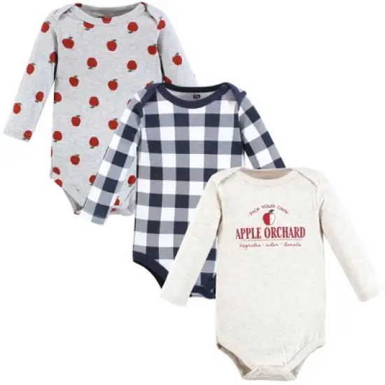 Hudson Baby Infant Boy Cotton Long-Sleeve Bodysuits, Apple Orchard image {5}