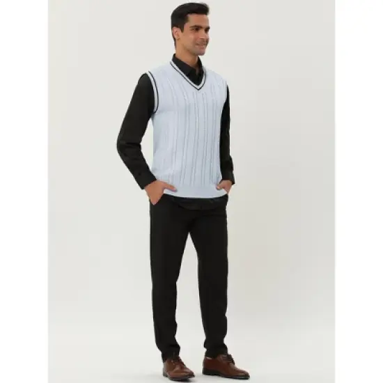 Lars Amadeus Men's Classic Knitted Sleeveless V-Neck Pullover Sweater Vest image {3}