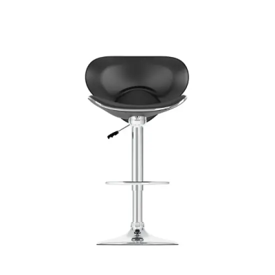 Set of 2 Adjustable Curved Form Fitting Leatherette Barstool - Corliving image {1}