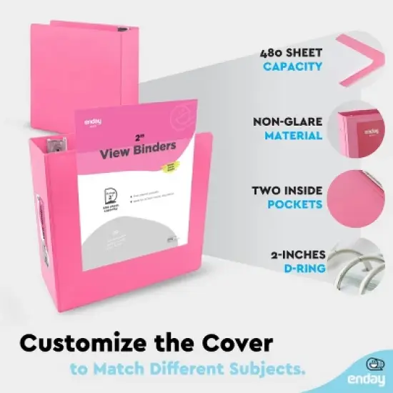 3 Inch Binder (2 Pack) Pink and Purple 3 Ring Binder 3 inch, Three Ring Binder, 3 inch 3 Ring Binder, Clear View Cover with 2 Inside Pockets image {3}