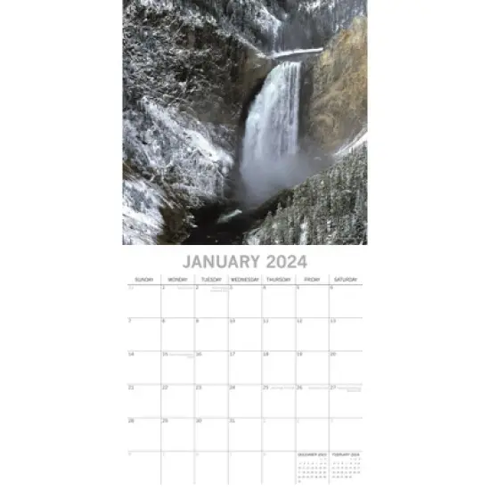 The Gifted Stationery 2024 Square Wall Calendar, Waterfalls, 16-Month Natural World Theme with 180 Reminder Stickers (12x12 In) image {1}