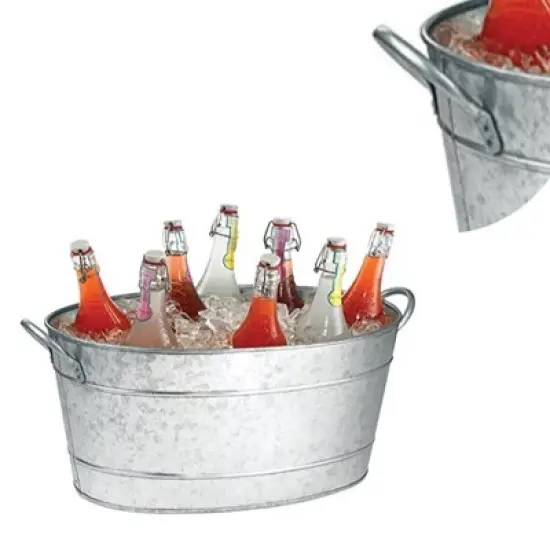 Royal Hampton 23 Inch Beverage Tub with 2 Handles, Galvanized Steel Construction image {4}