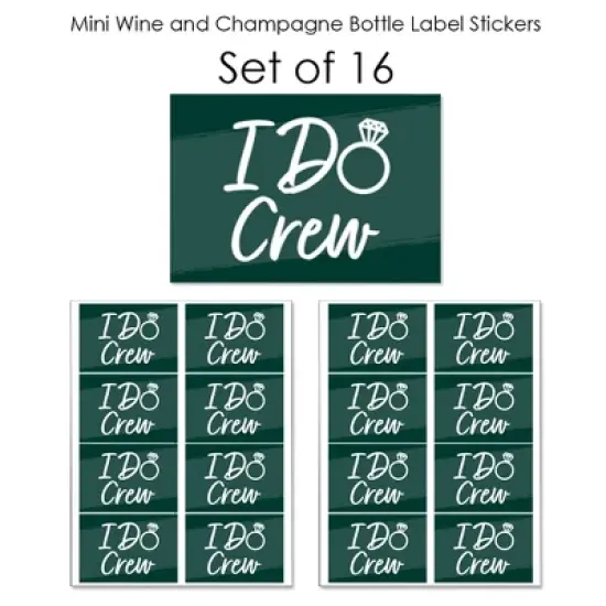 Big Dot of Happiness Emerald Elegantly Simple - Mini Wine and Champagne Bottle Label Stickers - Wedding or Bridal Shower Guest Party Favor Gift 16 Ct image {4}