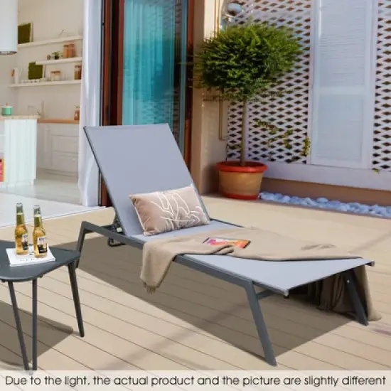 Costway Patio Lounge Chair Chaise Recliner 6-Position Adjustable Back Garden Poolside image {8}