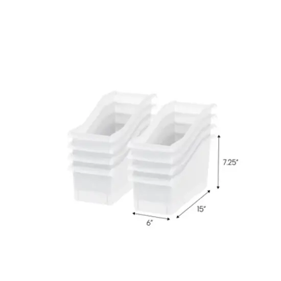 IRIS USA 8-Pack 15" x 6" Plastic Connecting Book and Paper Storage Container Bin, Vertical Standing Plastic Notebook File Craft Organizer Box, Clear image {4}