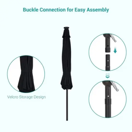 Sonkuki 9ft LED Round Outdoor Patio Market Umbrella w/Aluminum Pole and 8 Sturdy Ribs image {9}