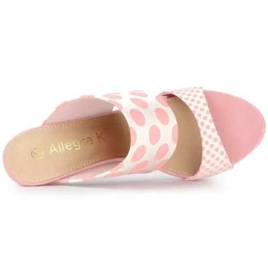 Allegra K Women's Polka Dots Stiletto Heel Slides Sandals image {3}