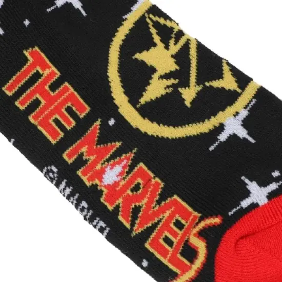 The Marvels Superhero Logos Adult Black Knee High Socks-OSFA image {2}