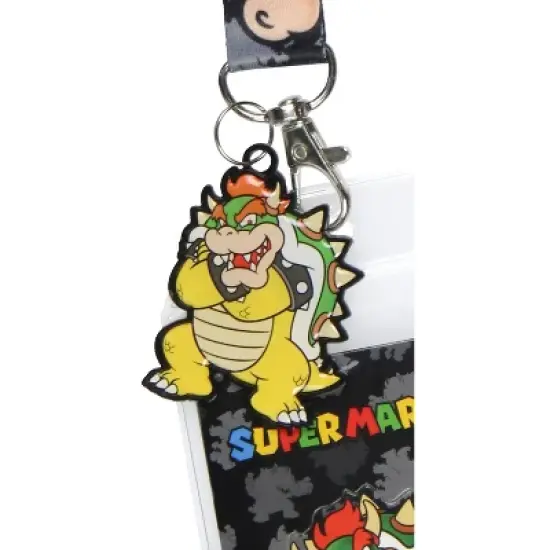 Nintendo Super Mario Bowser Lanyard ID Badge Holder Lanyard w/ Metal Charm image {2}