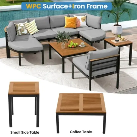 FIONECA Modern Outdoor Sectional Sofa Set with Cushions &uml;C Patio Conversation Seating Group for Backyard, Garden, Gray image {4}