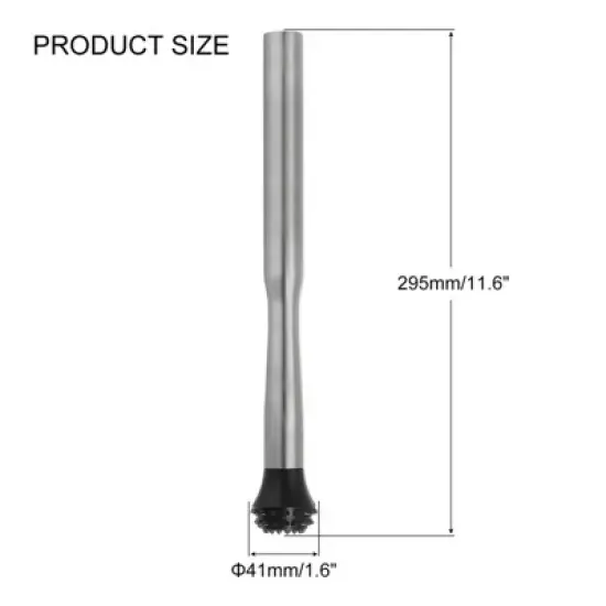 Unique Bargains Stainless Steel Easy to Clean Cocktail Muddler Silver 12 Inch image {1}