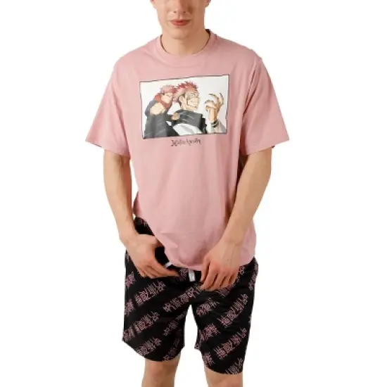 Jujutsu Kaisen Yuji Itadori Men's Crew Neck Short Sleeve Tee & Lounge Shorts Combo Set image {6}