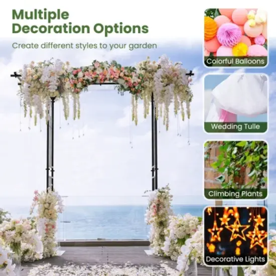 Tobuy Garden Arbor Decorative Metal Garden Arch w/ Trellises for Climbing Plant Vine Rose image {5}