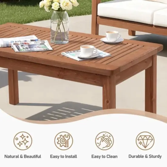 Karl Home Patio Dark Brown Wood Table image {4}