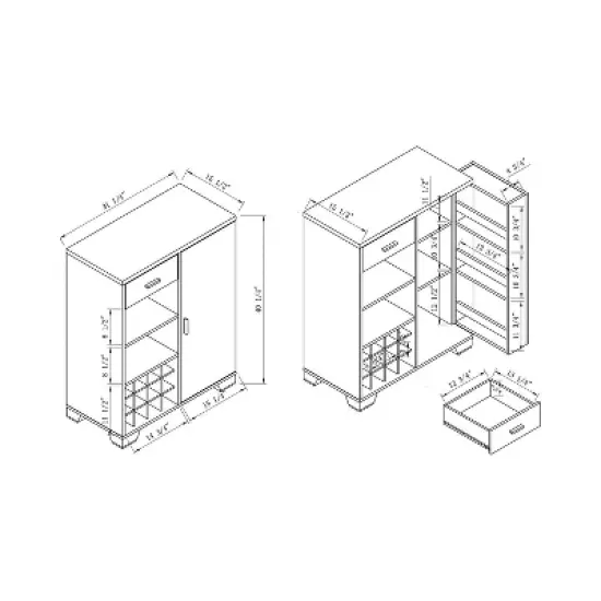 Ereth Modern Wine Bar Cabinet Dark Gray - miBasics image {9}