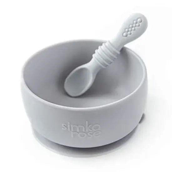 Simka Rose Silicone Baby Bowl and Spoon Set image {7}