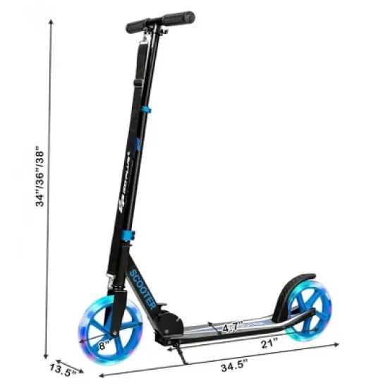 Costway Folding Sports Kick Scooter w/LED Wheels for Kids Teens Pink\ Blue image {9}