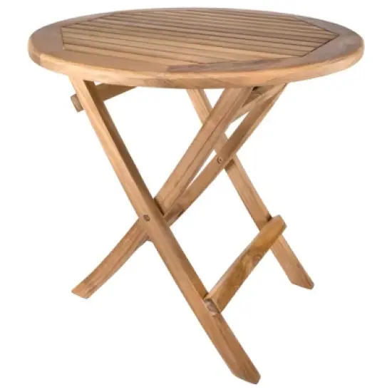 Nordic Teak 20" Natural Outdoor Round Folding Side Table image {8}