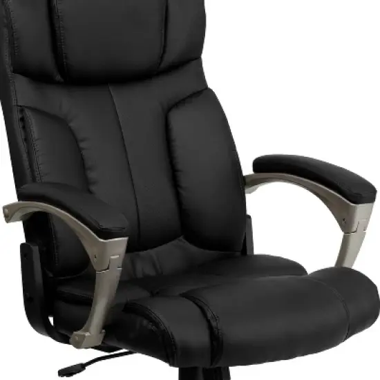 Emma and Oliver High Back Folding Black LeatherSoft Executive Swivel Office Chair with Arms image {5}